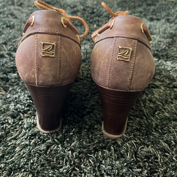 Sperry brown leather wedges - boat shoe style - Picture 6 of 12